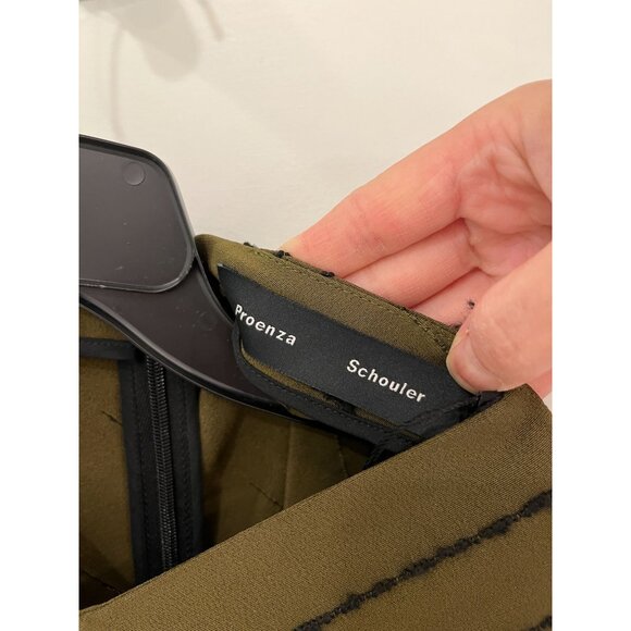 Proenza Schouler Vivienne Striped Asymmetric Dress in Green size 0 Maxi - Picture 9 of 16